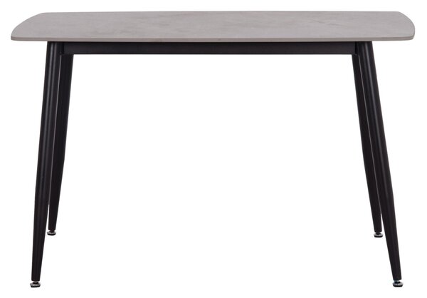 Трапезна маса RAVEN с керамичен плот в сив мрамор и черни метални крака 120x70x73см