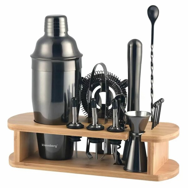 Комплект за коктейли Klausberg KB 7584, 17 части, 720 ml, неръждаема стомана, графит