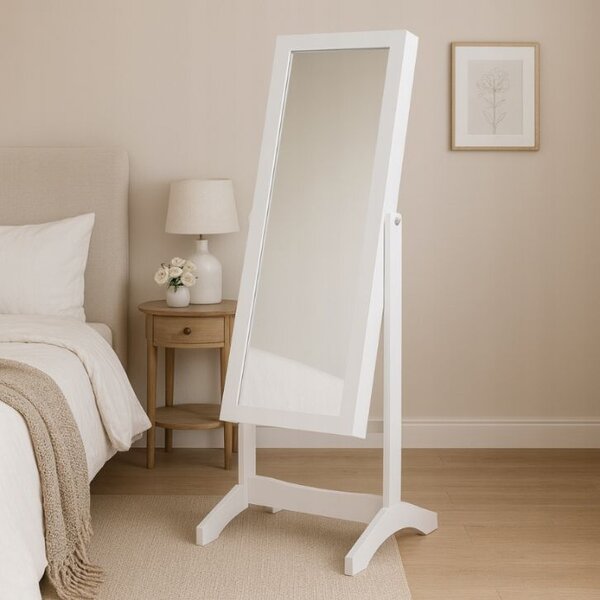 Бяла кутия за бижута с огледало 119,5 x 35 x 8,7 cm