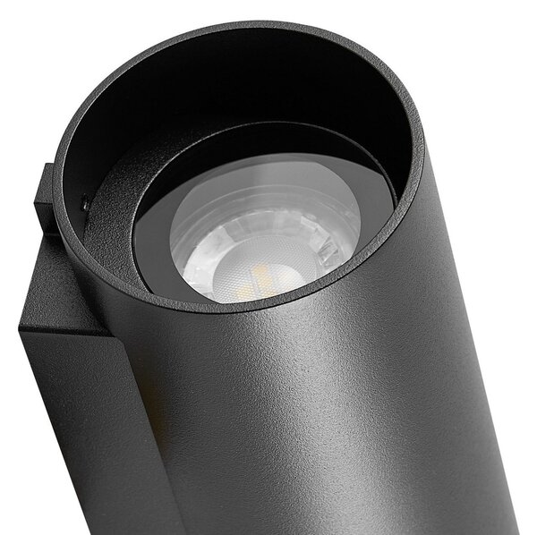Deko-Light Външна стенна лампа CAN, черна, 2 светлини, Ø 8 cm IP65 метал GU10, Затъмняване, Черен, Алуминий