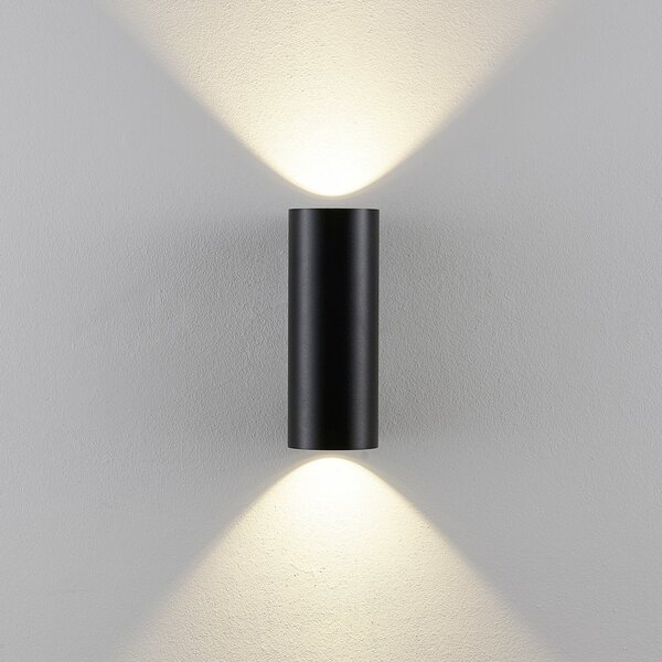 Deko-Light Външна стенна лампа CAN, черна, 2 светлини, Ø 8 cm IP65 метал GU10, Затъмняване, Черен, Алуминий