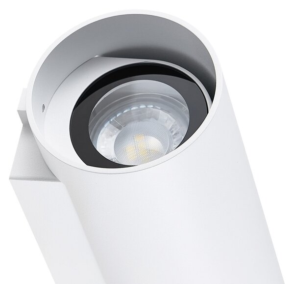 Deko-Light Външна стенна лампа CAN, бяла, 2 светлини, Ø 8 cm, IP65, метал, GU10, Затъмняване, Бял, Алуминий