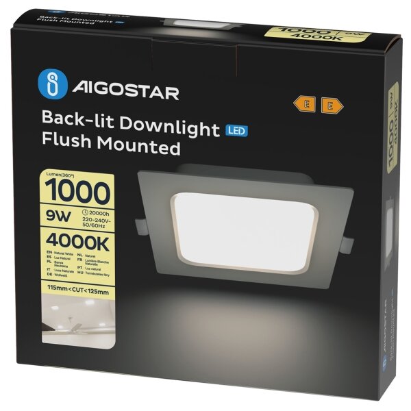 Aigostar - Вградено LED осветително тяло LED/9W/230V 4000K 14,5x14,5 cm бяло