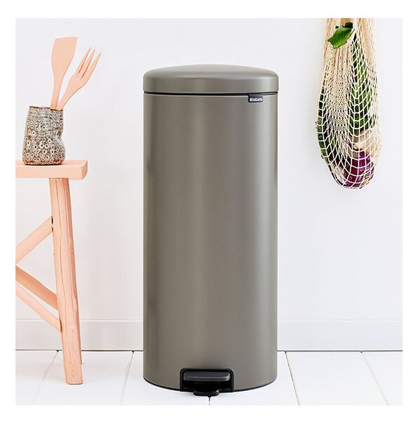Кош за боклук с педал Brabantia NewIcon 649057, 30 л, Плавно затваряне, Противоплъзгаща основа, Сив