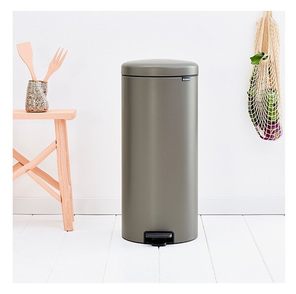 Кош за боклук с педал Brabantia NewIcon 649057, 30 л, Плавно затваряне, Противоплъзгаща основа, Сив