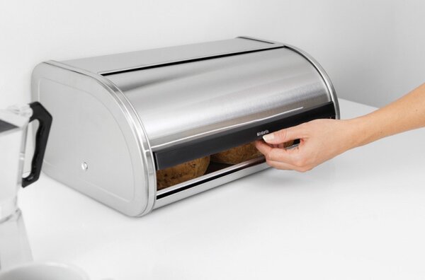 Кутия за хляб Brabantia Roll Top 646890, 16 л, 44.5х26 см, Лека и здрава конструкция, Инокс/Мат