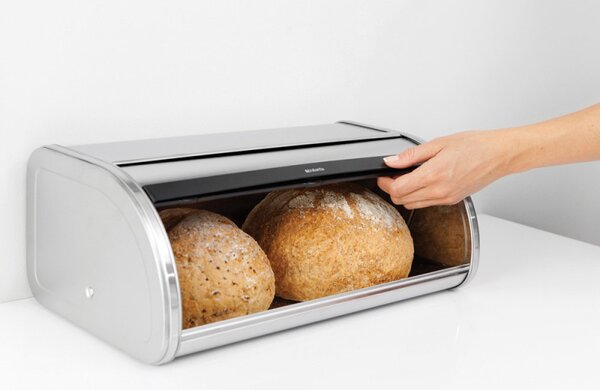 Кутия за хляб Brabantia Roll Top 646890, 16 л, 44.5х26 см, Лека и здрава конструкция, Инокс/Мат