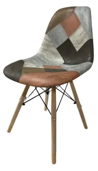 Трапезен стол Иви Пачуърк – ретро кожа, многоцветен дизайн