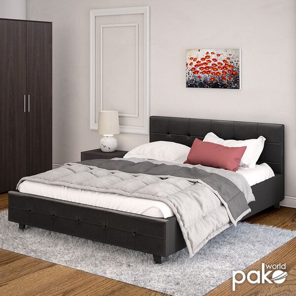 Двойно легло ROI PU с място за съхранение в черен мат 160x200