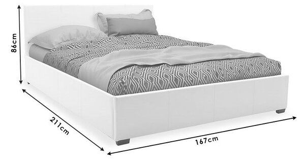 Двойно легло NORSE PU с място за съхранение в бял мат 160x200см