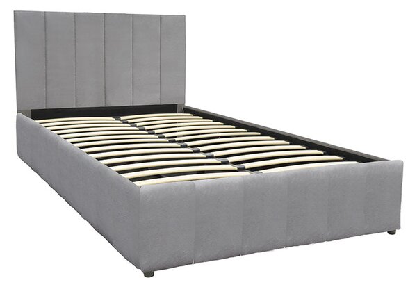 Легло SNUGGLE с място за съхранение, кадифе, сиво 120x200см