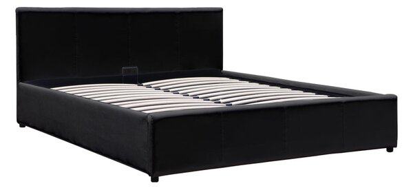 Легло DELLIA 150x200 см с Място за Съхранение - Черна PU Кожа