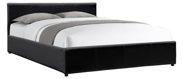 Легло DELLIA 150x200 см с Място за Съхранение - Черна PU Кожа