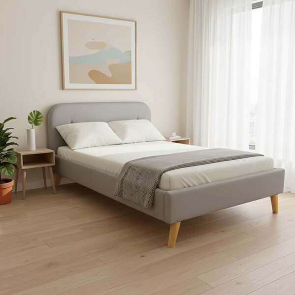 Легло Lumilux 160x200 см - Тапицирано с Плат в Сив Цвят