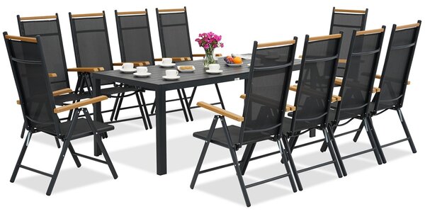 Градинска мебел Verona Wood от алуминиева с голяма маса за 10 души Garden Point black