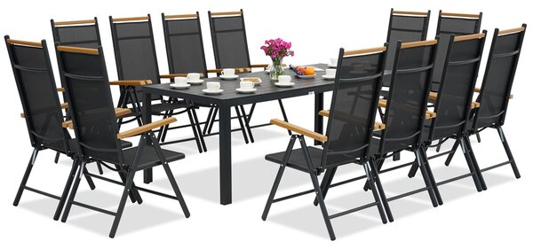 Градинска мебел Verona Wood от алуминиева с голяма маса за 12 души Garden Point black