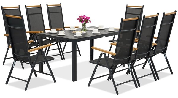 Градински мебели от алуминиев polywood Verona Wood Garden Point за 8 души черни