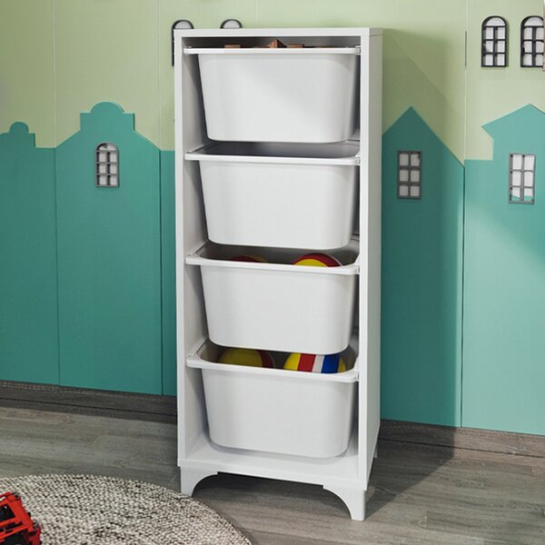 Kayra I TopMebel меламинов многофункционален шкаф с 4 кошници в бял цвят 45.2x29.7x116.3cm