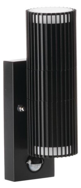 Kanlux 46203 - Външно стенно точково осветително тяло с сензор RADILO, 2xGU10/11W/230V, IP44, черно