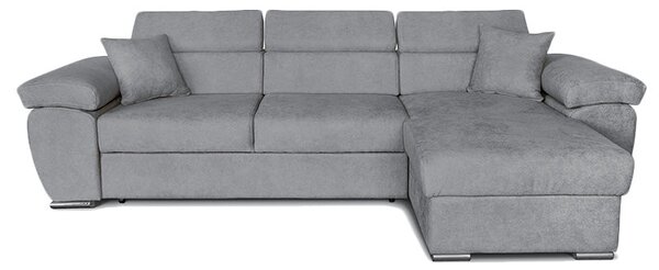 Ъглов диван двулицев Comy плат сив 286x160x75-90см