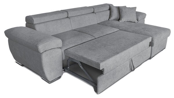 Ъглов диван двулицев Comy плат сив 286x160x75-90см