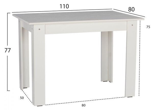 Маса трапезна KELVIN 110x80см/77см -бял цвят