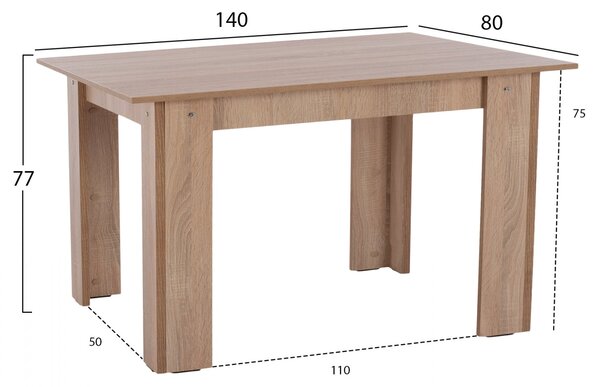 Кухненска маса KELVIN 140x80x77см дъб сонама