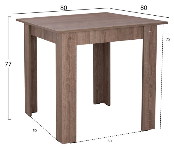 Маса трапезна KELVIN 80x80x77 см -цвят сонама