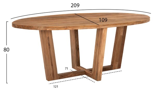 Трапезна маса CARIB естествен цвят 209x109x80см
