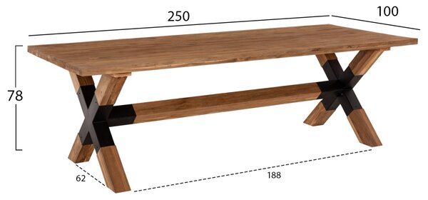 Маса KATTE 250x100x78см -натурал тиково дърво
