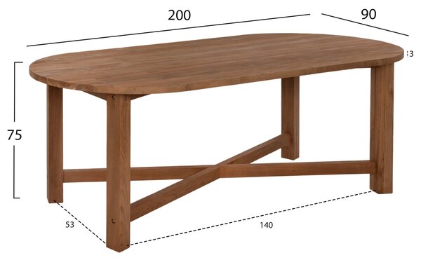 Трапезна маса KUTAI естествен цвят 200x90x75см