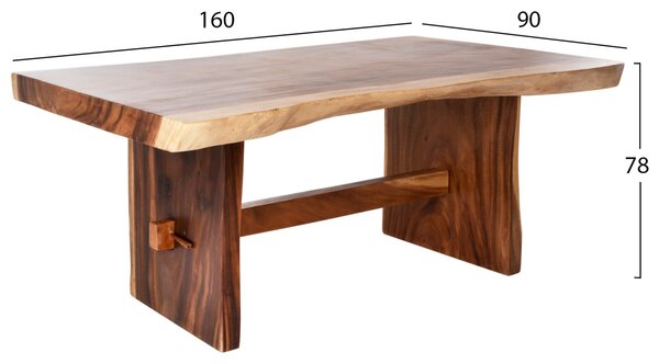 Трапезна маса ULYSES масивна дървесина suar натурален плот 9см 160x90x78см