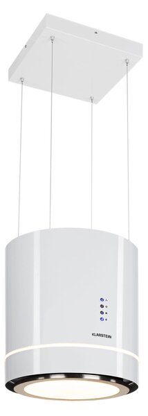 Klarstein Tron Ambience, островен абсорбатор, Ø 38 cm, рециркулаци 540 m³/h, LED, бял