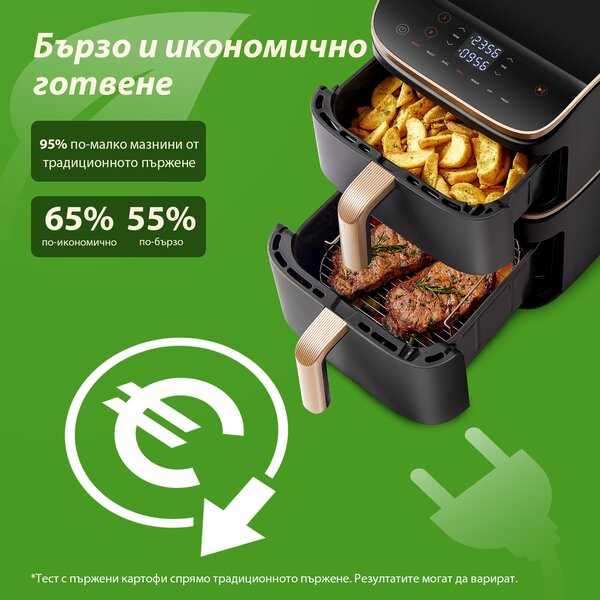Фритюрник с горещ въздух Cosori Turbo Tower Pro CAF-DC123S, 10.8L, Черен