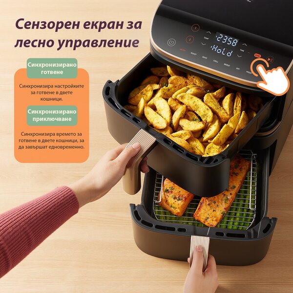 Фритюрник с горещ въздух Cosori Turbo Tower Pro CAF-DC123S, 10.8L, Черен