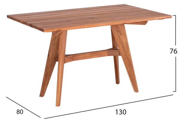 Правоъгълна масаLEO от масивно тиково дърво 130x80x76см
