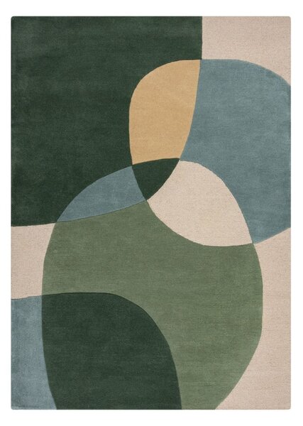 Зелен ръчно изработен вълнен килим 120x170 cm Glow Green & Blue – Flair Rugs