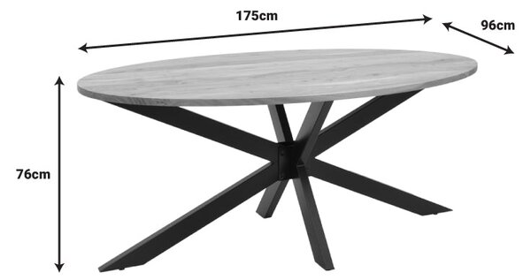 Маса трапезна BONRE естествено масивно акациево дърво-черен метален крак 175x96x76cm