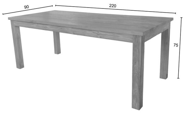 Маса трапезна WOOLY тиково дърво в естествен нюанс 220x90x75см