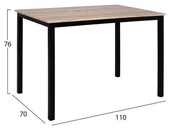 Трапезна маса PANYA 110x70x76см сонома, черни крака