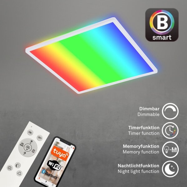 Briloner 7491-016-LED RGBW димируема таванна LED плафониера, умна, 22W/230V, 4000K + дистанционно управление, Wi‑Fi (Tuya)