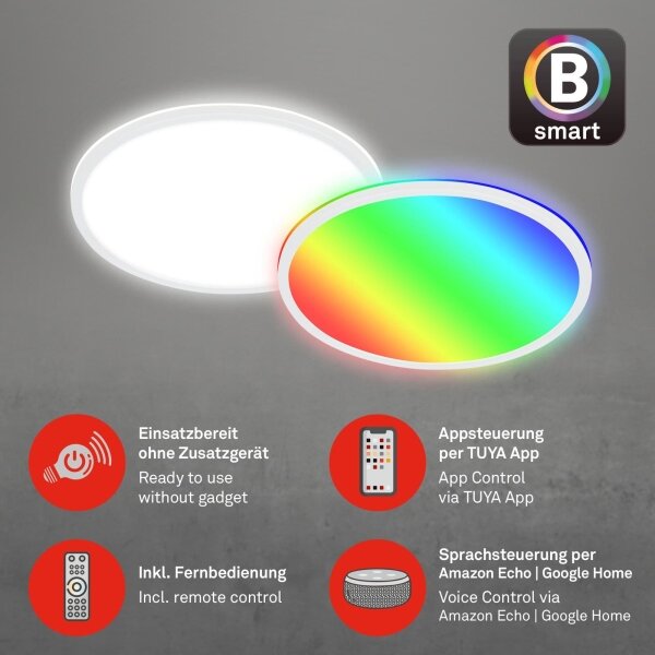 Briloner 7494016-LED RGBW Димируема таванна лампа смарт LED/22W/230V 4000K + с дистанционно управление Wi-Fi Tuya