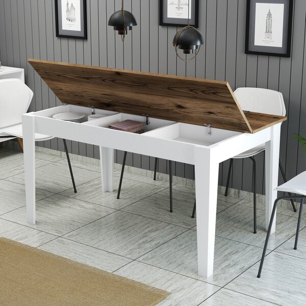 Трапезна маса STANDARD цвят бял-орех 145x88x75см