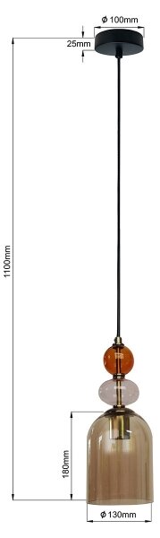 Полилей на кабел TROPEA 1xE27/15W/230V черен/опушено червено/бежов