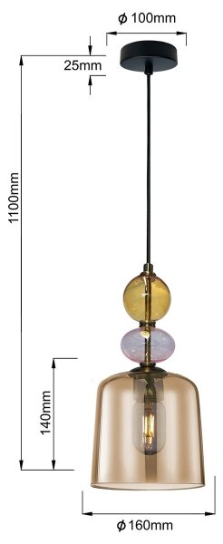 Полилей на кабел TROPEA 1xE27/15W/230V черен/димно бежов/розов