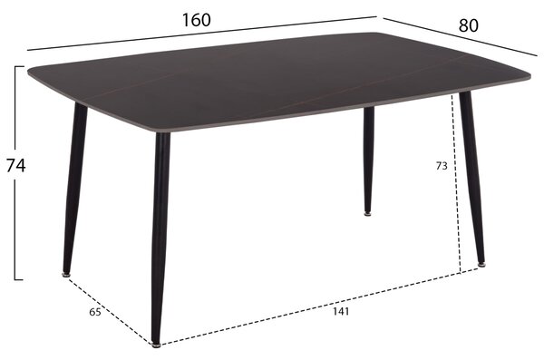 Керамична маса RAVEN с визия на черен мрамор 160x80x74см