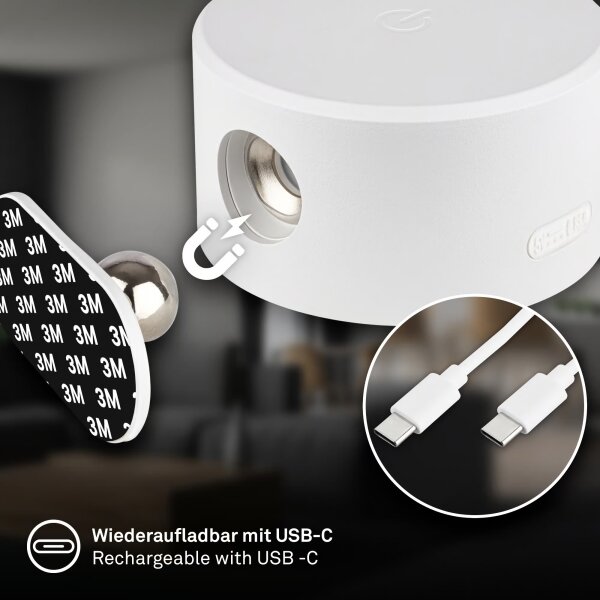 Briloner 3896016 - Димируемо презареждаемо настенно LED осветително тяло TARI LED/1,6W/5V 1500 mAh бяло