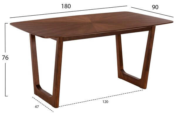 Трапезна маса Райнер тъмен орех 180x90x76см