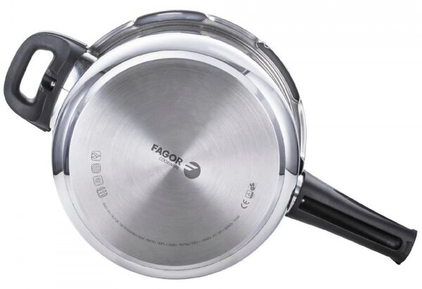 Комплект 2 бр тенджери под налягане Fagor Duo 4+6L, 22 см, 60/100 kPa, Вътрешна маркировка, IMPAKSTEEL дъно, 5 защити, Индукция, Сребрист