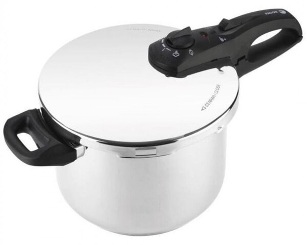 Комплект 2 бр тенджери под налягане Fagor Duo 4+6L, 22 см, 60/100 kPa, Вътрешна маркировка, IMPAKSTEEL дъно, 5 защити, Индукция, Сребрист